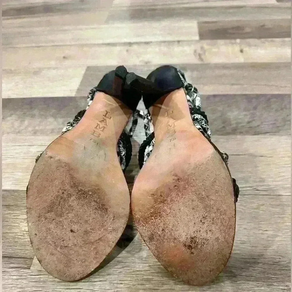 L.A.M.B. Black White Gladiator Heels Sandals Sz. US7.5 - Picture 4 of 5